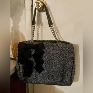 Kate Spade Black and Gray Tweed Shoulder Bag
